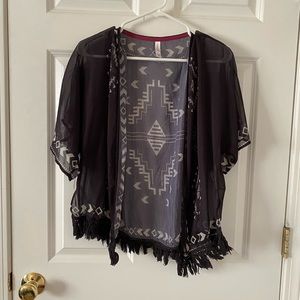 Sheer kimono type shirt